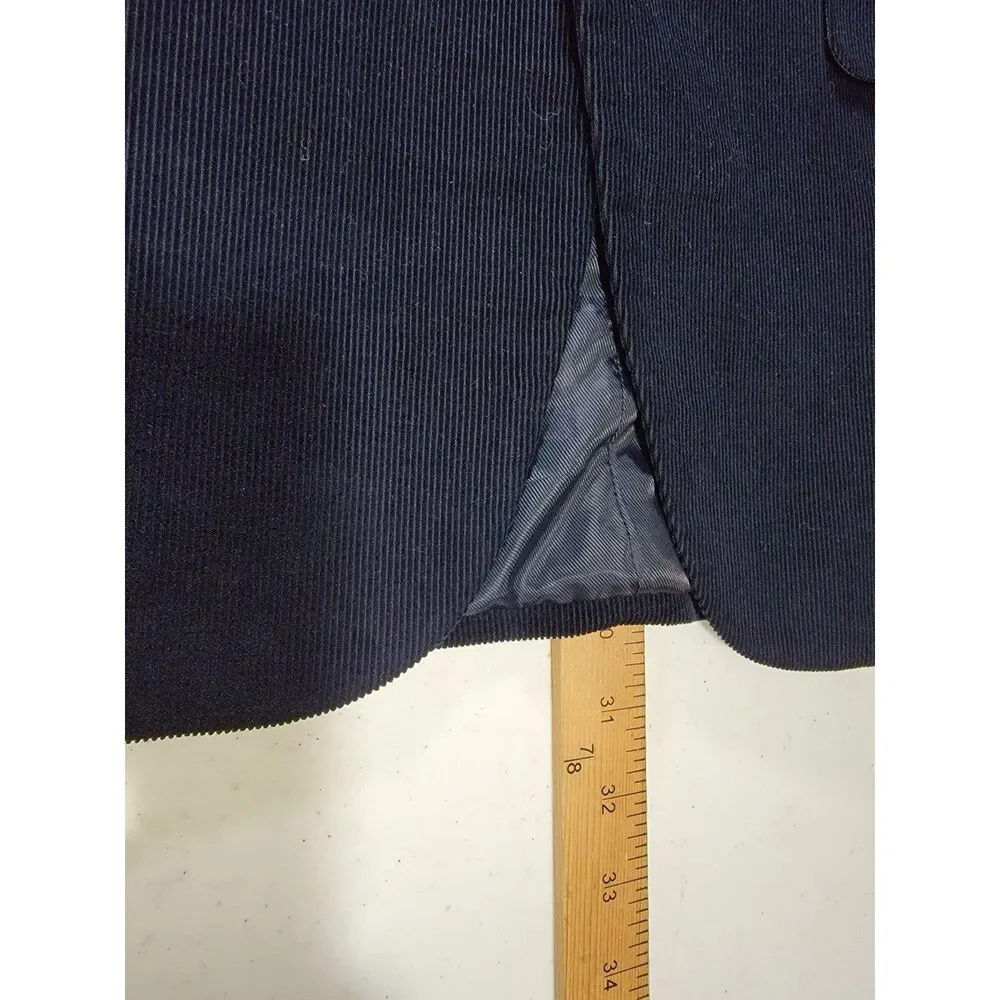 Stafford Signature 2-Button Navy Corduroy Suit Jacket Sport Coat Blazer - 38R